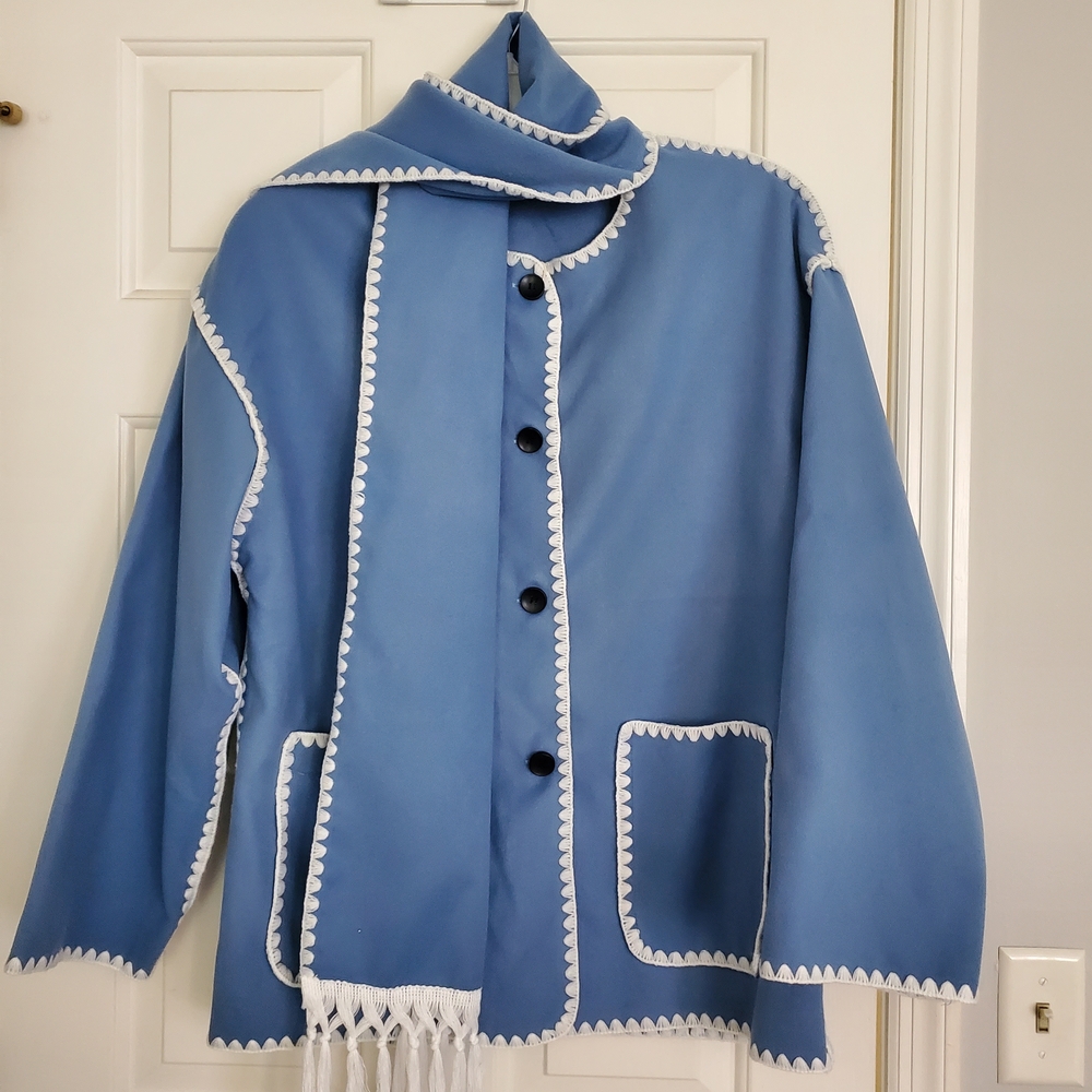 Blue Women's Jacket with Scarf